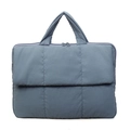 Borsa a mano trapuntata blu Morandi con cuciture verticali e chiusura a zip - Blu