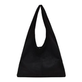 Minimalistische schwarze matte Hobo-Schultertasche aus Wildleder mit großem Fassungsvermögen - Schwarz