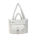 Gewatteerde parelwitte shopper met metallic afwerking en verstelbare schouderband - Wit