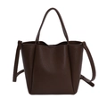 Sac fourre-tout en cuir grainé marron foncé avec poignées et bandoulière amovible - Brun