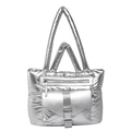 Sac à main matelassé argenté pour femme avec finition métallique et boucle tendance - Argent