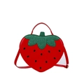 Sac à main créatif en forme de fraise rouge avec feuilles pailletées et bandoulière - Rouge