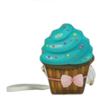 Borsa a tracolla a forma di cupcake con crema blu e fiocco rosa in ecopelle di qualità - Stile Cupcake Blu
