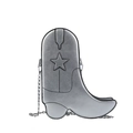 Borsa a tracolla retrò argento a forma di stivale da cowboy con cucitura a stella - Argento