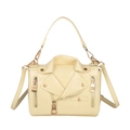 Creamy beige motorcycle jacket-style crossbody bag with gold-tone hardware and studs - Yellow