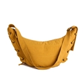 Schicke senfgelbe Halbmond-Schultertasche mit Kordelzug und verstellbarem breitem Gurt - Gelb