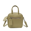 Minimalist light olive green square crossbody bag with dual handles and removable strap - Green