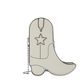 Borsa a tracolla retrò bianco crema a forma di stivale da cowboy con stella e catena - Bianco
