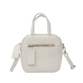 Minimalist white rectangular crossbody small square bag with zipper detail and top handles - White