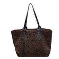 Borsa tote retrò con stampa leopardata, manici in pelle nera e grande capacità interna - Marrone