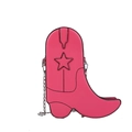 Borsa a tracolla creativa rosa acceso a forma di stivale da cowboy con cuciture e catena - Rosa