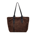 Borsa tote classica con stampa leopardata marrone e spalline sottili nere - Marrone