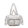 Borsa tote in piumino argento metallizzato con texture trapuntata e tracolla - Grigio chiaro