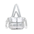 Borsa tote trapuntata argento metallizzato con manici imbottiti e tracolla regolabile - Argento