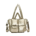 Sac à main matelassé doré champagne avec fini métallisé et bandoulière réglable - Or