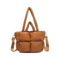 Sac fourre-tout matelassé caramel avec bandoulière réglable et finition rembourrée - Marron