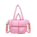 Sac à main matelassé rose pour femme avec bandoulière réglable et motif carré - Rose