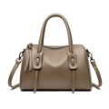 Grande borsa tote marrone caffè in pelle martellata con manici eleganti e tracolla - Cachi