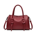 Borsa tote rosso scuro in pelle martellata con doppi manici e tracolla rimovibile - Rosso