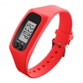 Red silicone fitness tracker watch with digital LCD screen and mode set buttons - Red