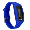 Royal blue silicone sports digital pedometer watch with adjustable strap and LED display - Blue