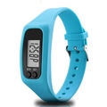 Sky blue silicone pedometer sports watch with LED display and adjustable strap - Sky Blue