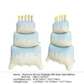 Blue three-layer cake aluminum balloon with 5 candles for birthday party decor - 60-inch Standing Ins Style Cake - Blue