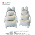 Standing large blue cake foil balloon with bow for kid birthday party decor 118cm - Bowknot Standing Cake (Blue)