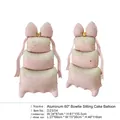 60-inch pink three-tier cake foil balloon with bow and base for birthday party decor - 60-inch Base Bow Cake - Pink