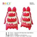 Red three-tier cake foil balloon with bow for birthday party decoration, size 68x118cm - 60-inch Base Bow Cake - Red