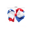 Detail showing 12cm multi-layer patriotic bow hair clip with red white and blue ribbons - Italian Style Color Block Bow (12#)