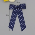 Navy blue Independence Day bow hair clip with white stars pattern and long ribbons - Blue Stars Pattern Long Streamer (14#)