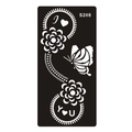 S208 Hohlschablone mit Schmetterling, Sonnenblume und I heart you Text für Body Art - Schmetterlings-Sonnenblumen-Romantik-Stil (S208)