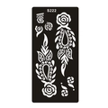 Pochoir à tatouage Henné S222 avec motifs roses et vignes bohèmes pour mains et corps - Motif Rose et Paisley (S222)