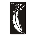 Pochoir tatouage S202 réutilisable avec motif plume se changeant en oiseaux - Style Artistique Plume en Oiseaux (S202)
