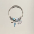 Silver twisted cable bracelet with Hello Kitty pendants and blue crystal beads - Blue Ice Cream Cat Style