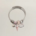 DIY stainless steel charm bracelet with silver Hello Kitty and pink ice cream pendants - Pink Ice Cream Cat Style