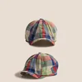 Classic checkered beret for children with colorful plaid pattern in green and blue - Plaid Newsboy Cap Style / Blue Plaid