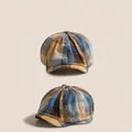 Toddler plaid newsboy cap in yellow and blue vintage British check pattern - Plaid Newsboy Cap Style / Yellow Plaid