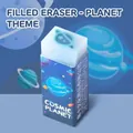Cosmic Planet blue translucent eraser with space illustration and protective sleeve - Planet