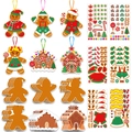 DIY Christmas gingerbread man and house sticker kit with festive decorative accessories - QS Christmas Gingerbread Card Stickers