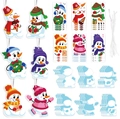 Kit de manualidades de muñeco de nieve navideño con pegatinas de colores y cuerdas - Juego de pegatinas de tarjeta DIY Muñeco de nieve de Navidad QS / 24 Juegos/Paquete
