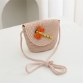 Cute beige straw woven shoulder bag for girls featuring a 3D orange dragonfly detail - 11*14*6cm / Pink Dragonfly Flap Bag