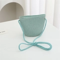 Cute mint green woven straw crossbody bag for girls with matching rope strap - 11*14*6cm / Fruit Green Plain Bag