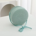 Cute mint green circular woven straw crossbody bag with rope strap for girls - Diameter 16cm / Fruit Green Plain Round Bag