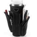 Funda negra de neopreno para botellas con bolsillos de cremallera para 40 oz - Negro Doble Bolsa