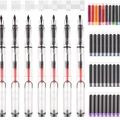 Gothic parallel fountain pen set with 7 transparent pens and 34 colorful ink cartridges - Set / 0.5mm