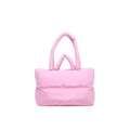 Borsa tote imbottita rosa lucida con doppie bretelle per spalla e mano - Rosa