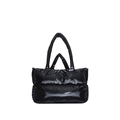 Borsa trapuntata nera lucida con doppi manici dal design minimalista ed elegante - Nero