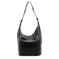 Grand sac hobo minimaliste noir pour femme avec bandoulière réglable et texture en cuir - Noir